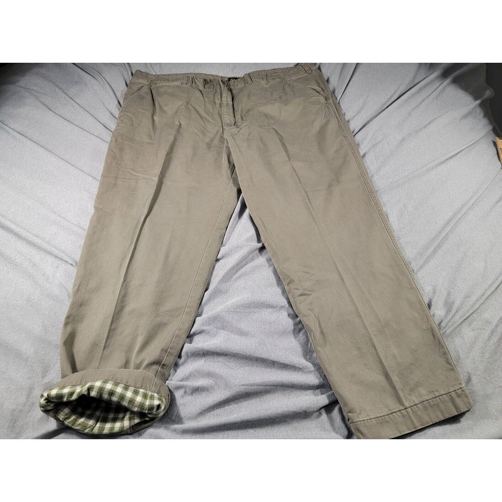 Cabela's Men's Green Flannel Lined Khaki‎ Chino Pants size 47x31